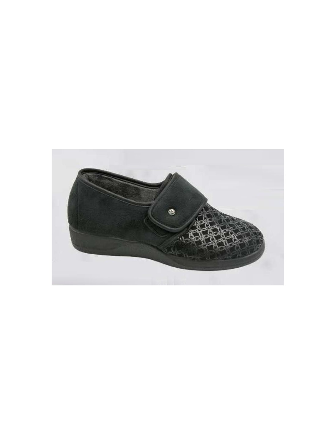 ZAPATILLA POR CASA MUJER DEVALVERDE CERRADA VELCRO NEGRO Talla