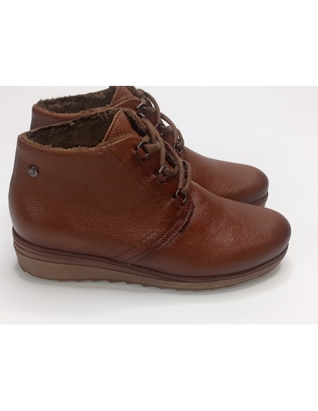 BOTIN PLANO MUJER TODO PIEL CUERO CORDONES 5055