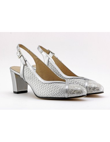 ZAPATO TACON TREBEDE TROQUELADO PLATA 576