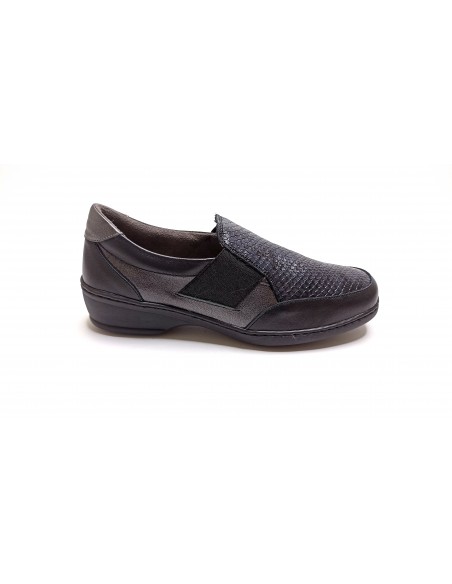 ZAPATO MUJER NOTTON ANCHO ESPECIAL ELASTICO NEGRO 1761