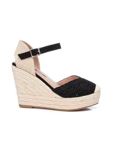 SANDALIAS CUÑAS MUJER SUELA DE CAÑAMO 170514 NEGRO REFRESH