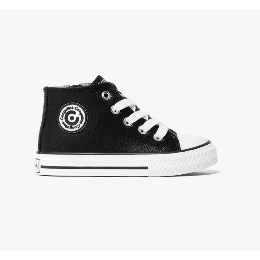 ZAPATILLA CASUAL NIÑA TIPO CONVERSE NAPA NEGRO CONGUITOS