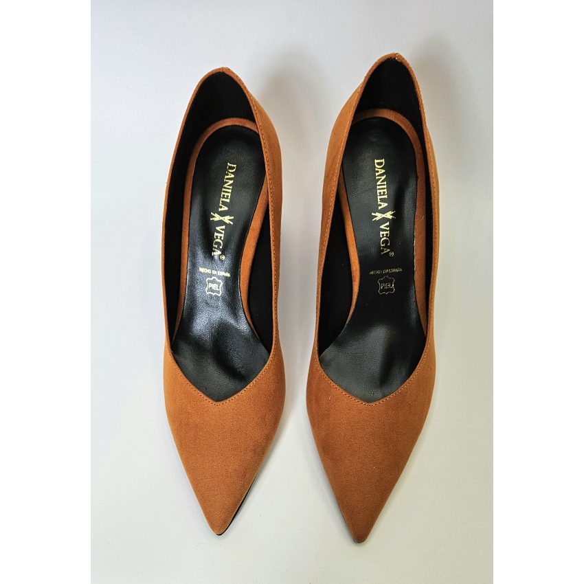 ZAPATO MUJER TACON CUADRADO ANTE NARANJA...