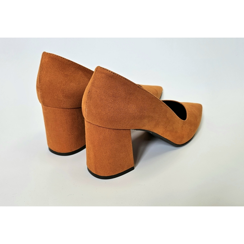 ZAPATO MUJER TACON CUADRADO ANTE NARANJA...