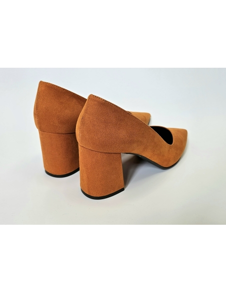 ZAPATO MUJER TACON CUADRADO ANTE NARANJA DANIELA VEGA