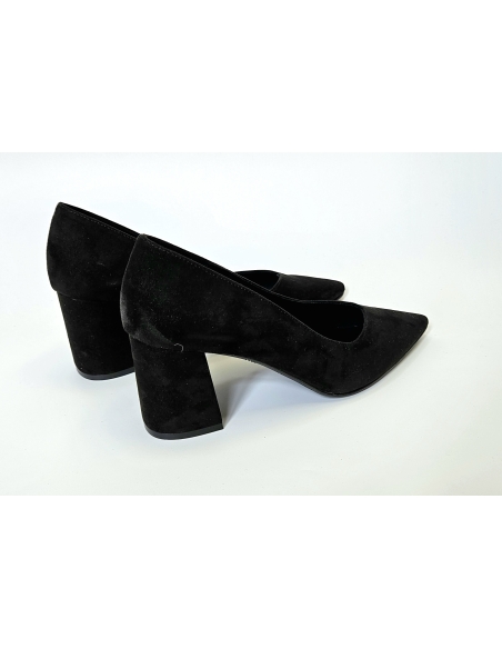 ZAPATO MUJER TACON CUADRADO  ANTE NEGRO DANIELA VEGA