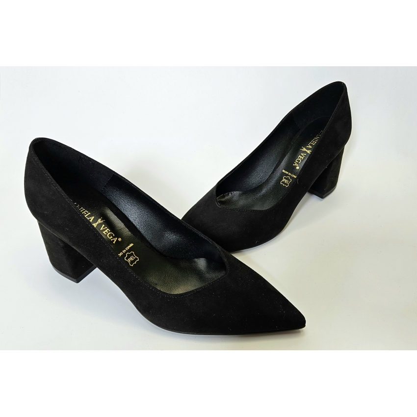 ZAPATO MUJER TACON CUADRADO  ANTE NEGRO DANIELA...