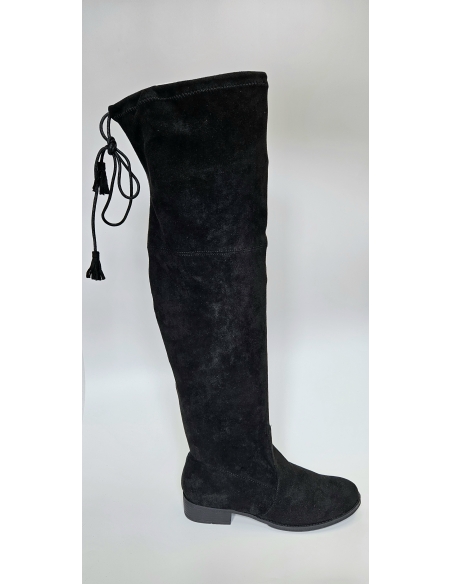 BOTA ALTA MOSQUETERA MUJER MANDARINA ANTELINA NEGRA