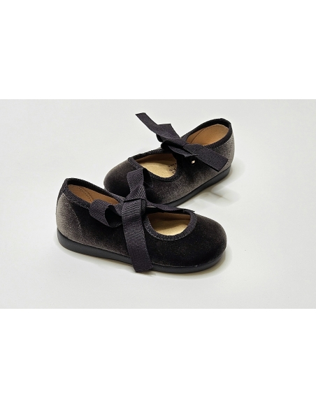 MERCEDITAS  TERCIOPELO NIÑA GRIS TOKOLATE