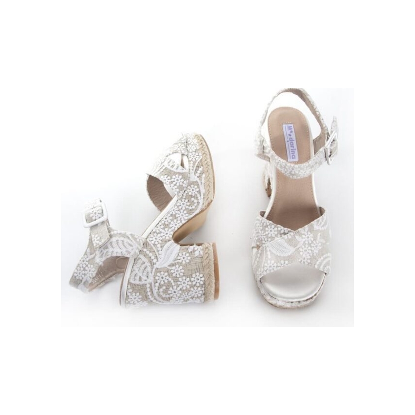 SANDALIA CUÑA MANDARINA BEATRIZ BLANCO