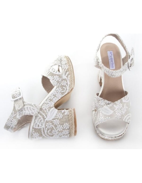 SANDALIA CUÑA MANDARINA BEATRIZ BLANCO