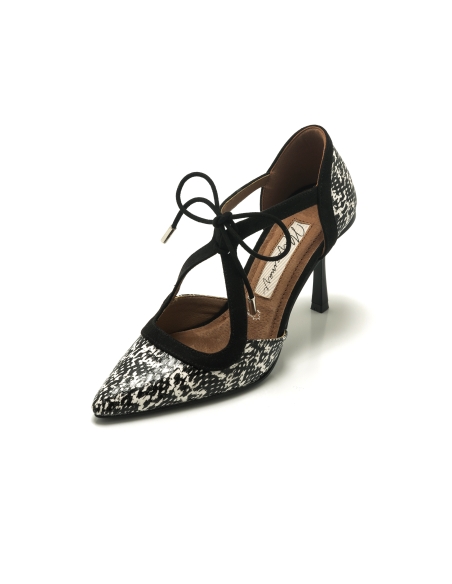 ZAPATO MUJER TACON MARIAMARE 68465 SERPIENTE NEGRO