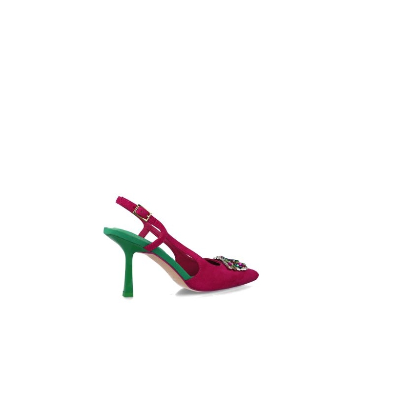 ZAPATO TACON MENBUR DESTALONADO DETALLE JOYA 25258