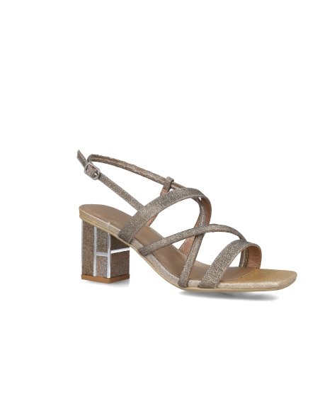 SANDALIAS TACON MUJER MENBUR GLITTER ORO ROSA 24825R