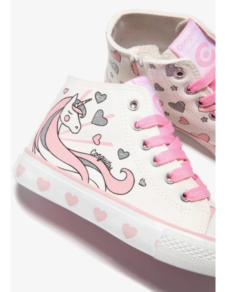 BOTA BLANCA NIÑA  CONGUITOS UNICORNIO OSSH141076