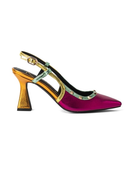 ZAPATO TACON DESTALONADO ROCK AWAY METALIZADO MULTICOLOR 857