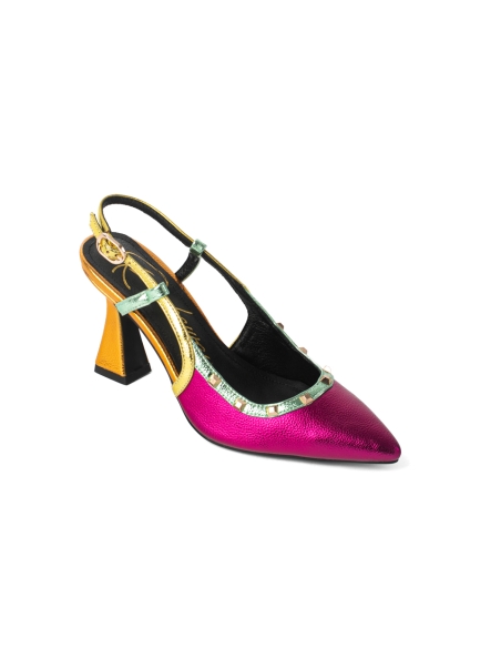 ZAPATO TACON DESTALONADO ROCK AWAY METALIZADO MULTICOLOR 857