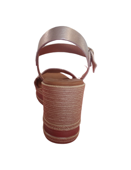 SANDALIA CUÑA MUJER PIEL KAOLA METALIZADO PLATINO 8734