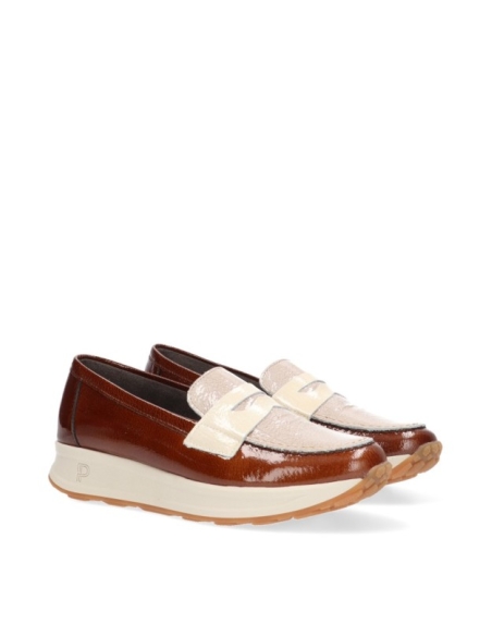 ZAPATO MUJER MOCASIN PITILLOS TRICOLOR CUERO 10202