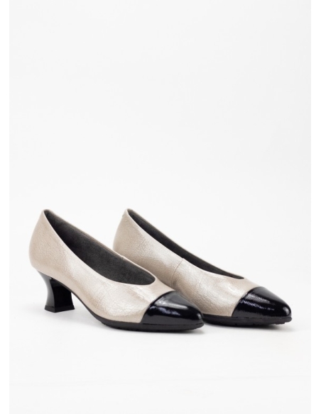 ZAPATO MUJER SALON PITILLOS COMBINADO CHAROL PIEDRA 10153