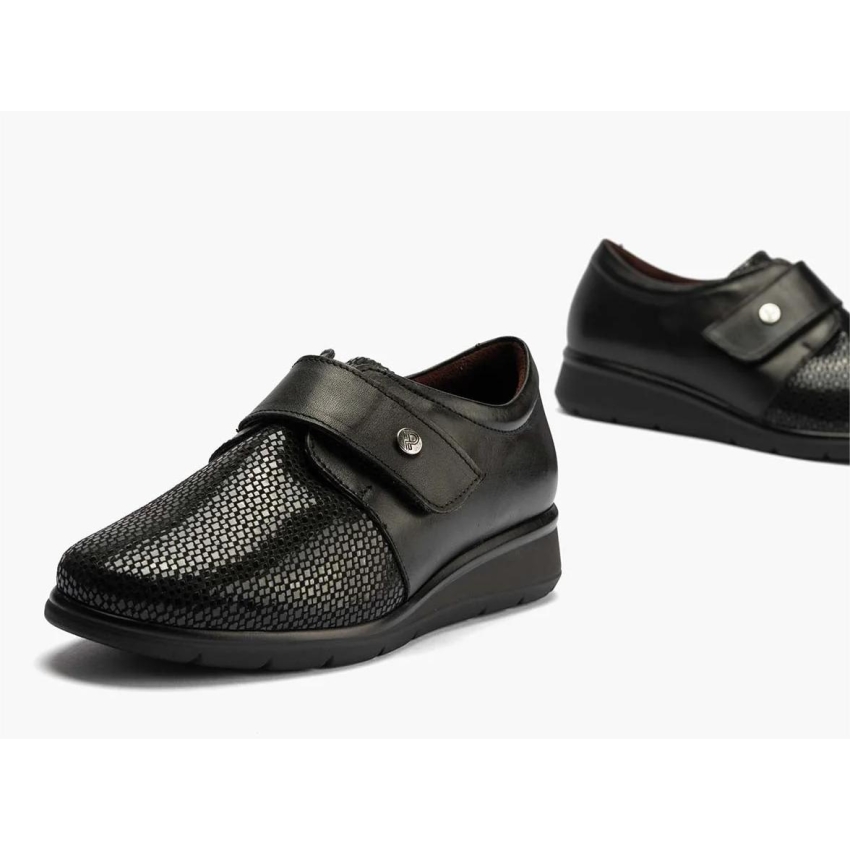 ZAPATO MUJER BLUCHER CORREA VELCRO  NEGRO 10010