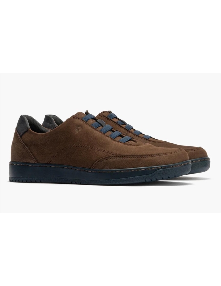 ZAPATOS HOMBRE PITILLOS ANTE MARRON CASUAL CON CORDON ELASTI