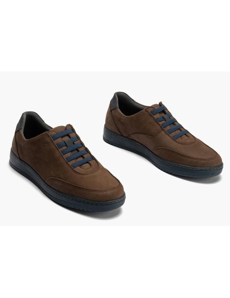 ZAPATOS HOMBRE PITILLOS ANTE MARRON CASUAL CON CORDON ELASTI
