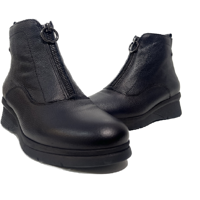 BOTIN MUJER PIEL MARINO CREMALLERA FRONTAL DE...