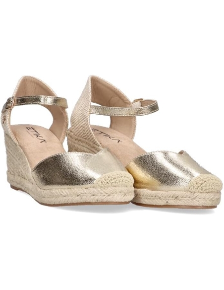 SANDALIAS CUÑAS MUJER BEIG ETIKA 20010