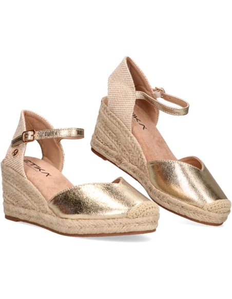 SANDALIAS CUÑAS MUJER BEIG ETIKA 20010