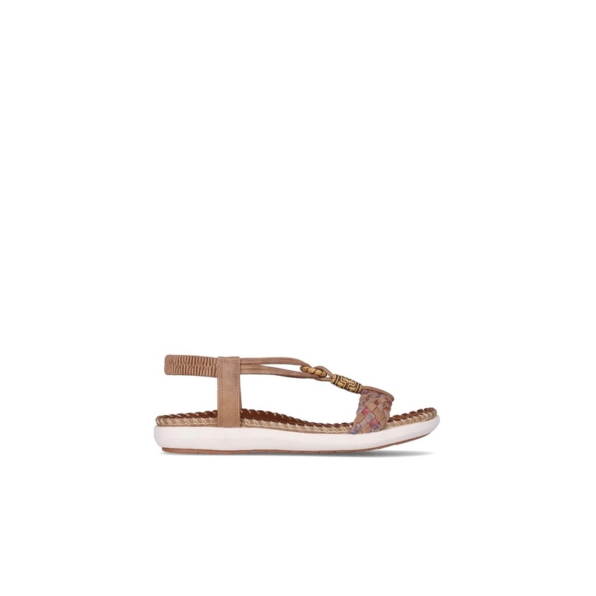 SANDALIAS PIEL VEGANA DE MUJER CHIKA 10 PLANA MODELO CANELON