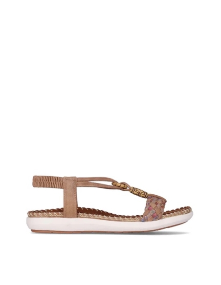 SANDALIAS PIEL VEGANA DE MUJER CHIKA 10 PLANA MODELO CANELON
