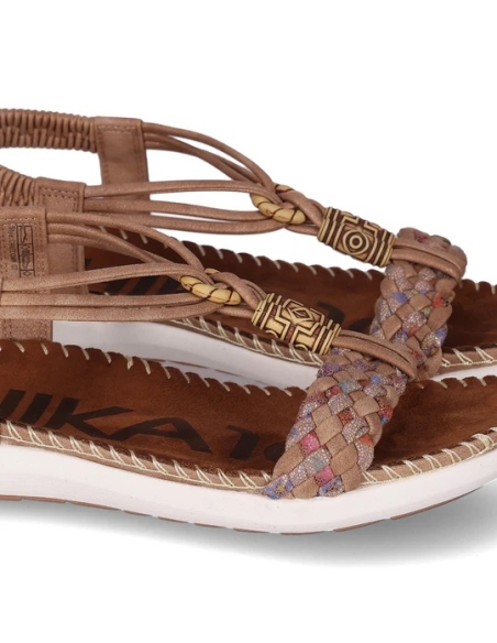 SANDALIAS PIEL VEGANA DE MUJER CHIKA 10 PLANA MODELO CANELON