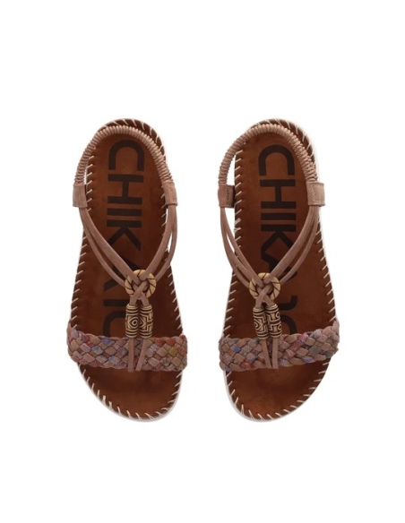 SANDALIAS PIEL VEGANA DE MUJER CHIKA 10 PLANA MODELO CANELON