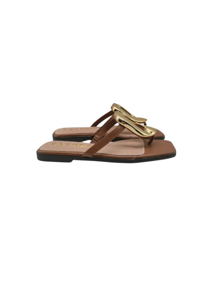 SANDALIAS PLANAS MUJER TIPO ESCLAVA ADORNO METALICO AZAREY P