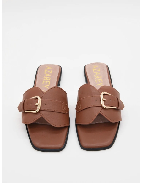 SANDALIAS PLANAS MUJER PALA CON HEBILLA PLANTA PIEL AZAREY 5