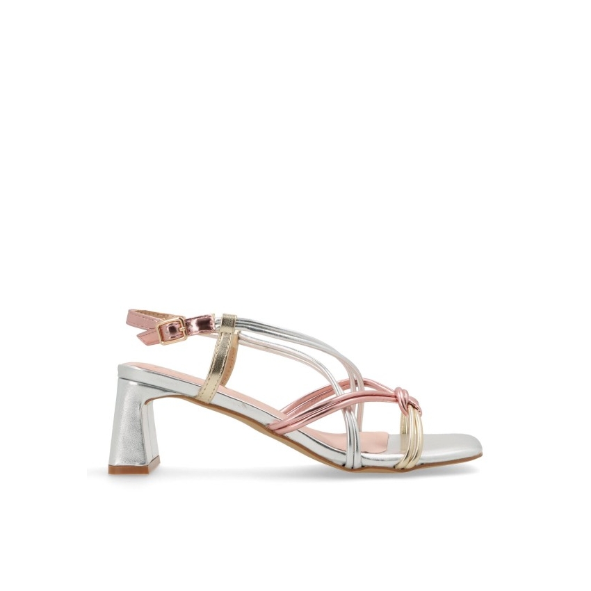 SANDALIAS TACON METALIZADO ORO PLATA PLANTA...
