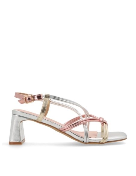 SANDALIAS TACON METALIZADO ORO PLATA PLANTA PIEL AZAREY 459J