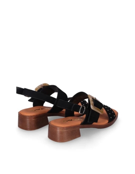 SANDALIAS SERRAJE DE MUJER CHIKA 10 PIEL TACON BAJO BINKA 07