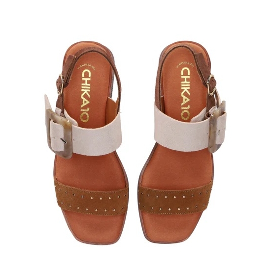 SANDALIAS SERRAJE DE MUJER CHIKA 10 PIEL TACON BAJO 2