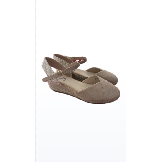 SANDALIAS CUÑA ESPARTO MUJER QH55 BEIG