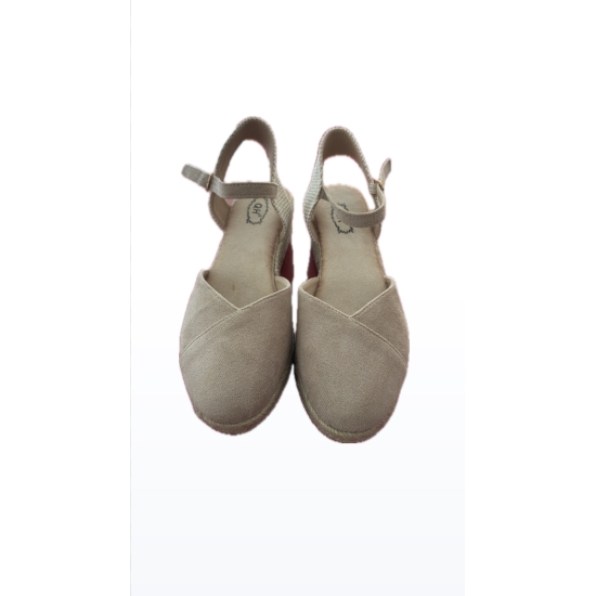 SANDALIAS CUÑA ESPARTO MUJER QH55 BEIG 2