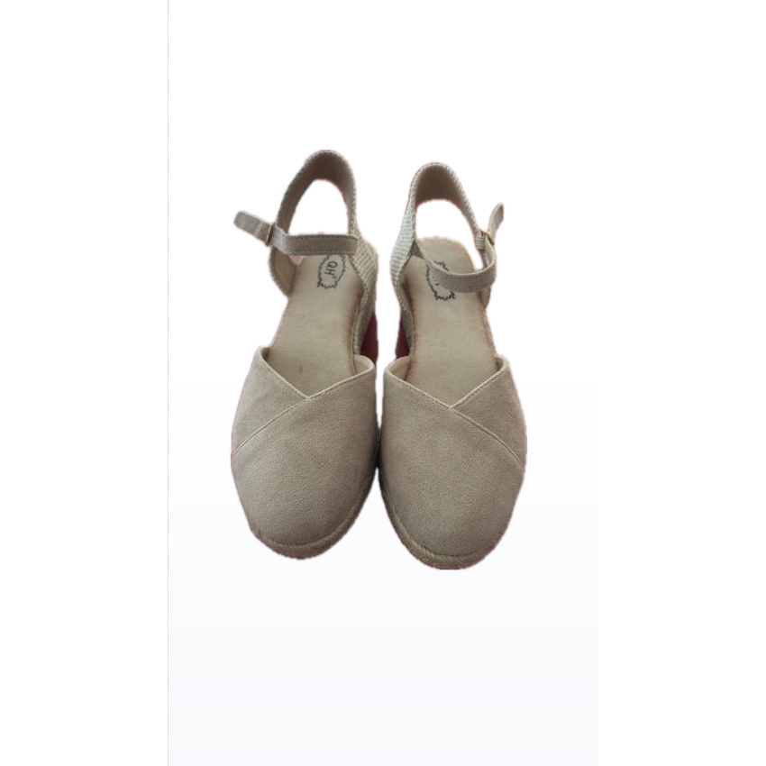 SANDALIAS CUÑA ESPARTO MUJER QH55 BEIG