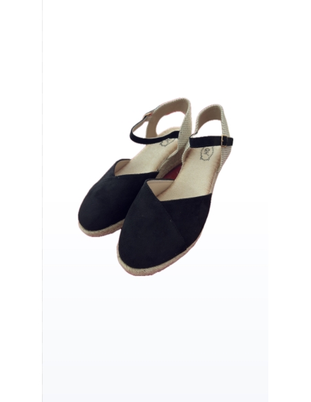SANDALIAS CUÑA ESPARTO MUJER QH55 NEGRO
