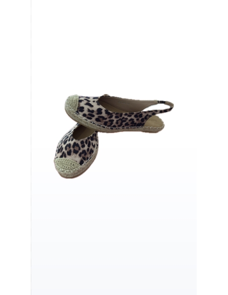 SANDALIAS DESTALONADAS YUTE PLANAS MUJER LEOPARDO