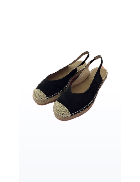 SANDALIAS DESTALONADAS YUTE PLANAS MUJER ANTE NEGRO