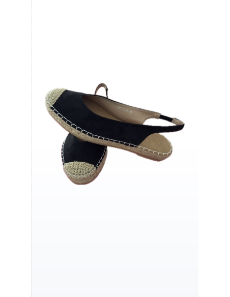 SANDALIAS DESTALONADAS YUTE PLANAS MUJER ANTE NEGRO