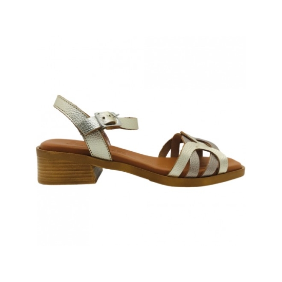 SANDALIAS TACON BAJITO MUJER PIEL PLANTILLA DE GEL 4458 JORD