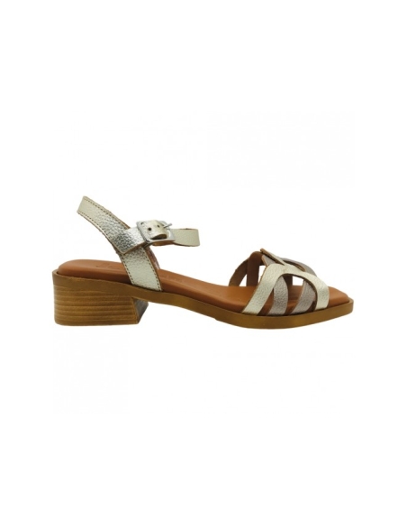 SANDALIAS TACON BAJITO MUJER PIEL PLANTILLA DE GEL 4458 JORD