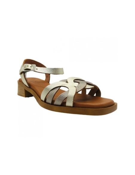 SANDALIAS TACON BAJITO MUJER PIEL PLANTILLA DE GEL 4458 JORD